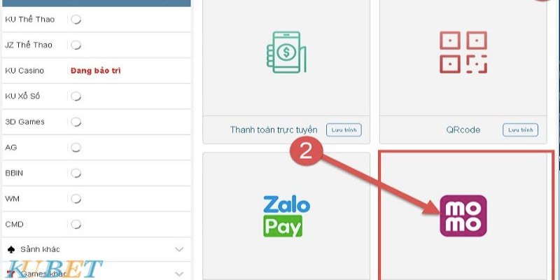 Nạp vốn cược qua ví Momo nhanh và đơn giản